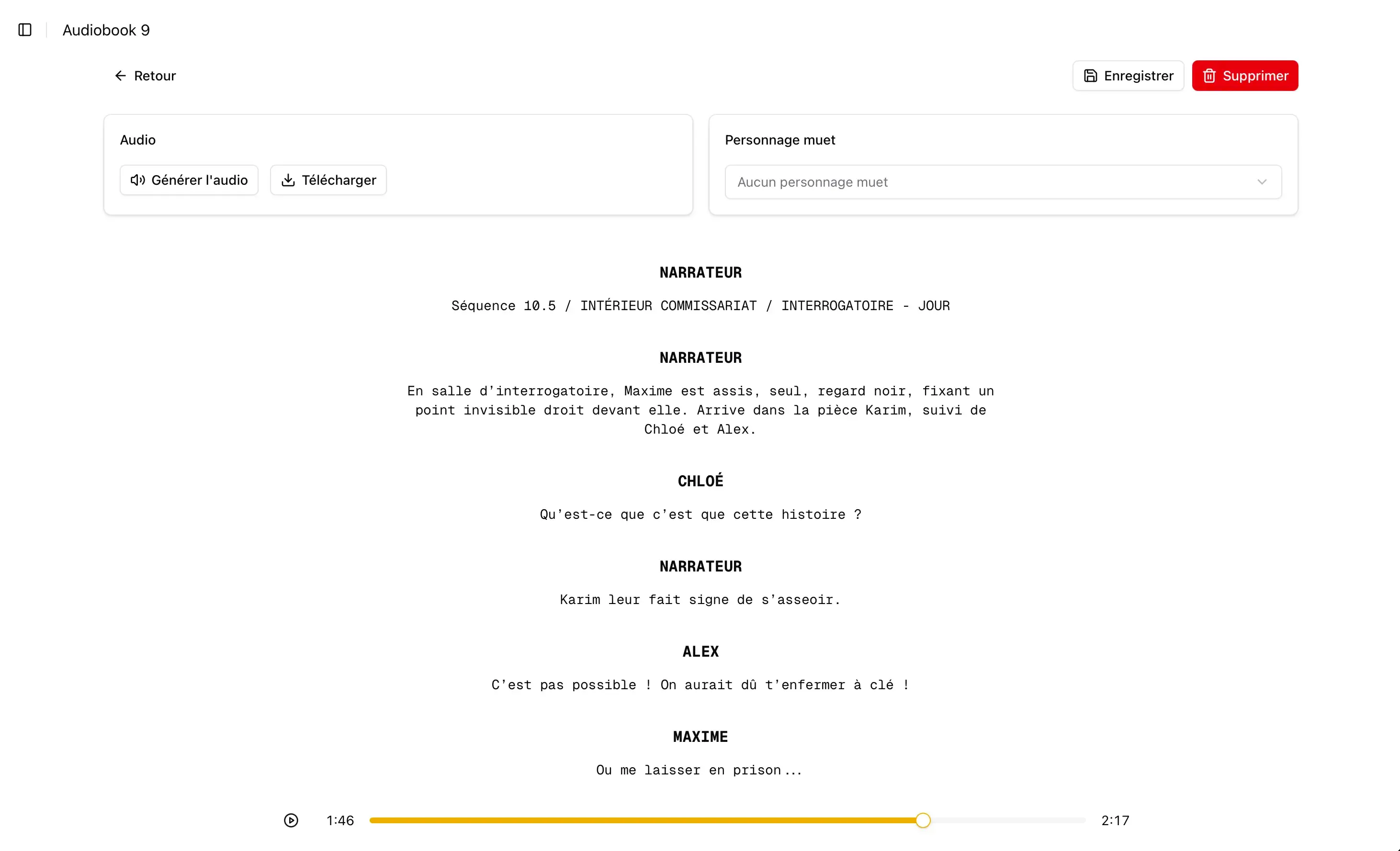 CineTTS audiobook interface